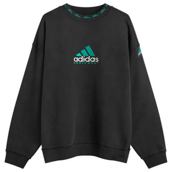 adidas Originals Retro 90s EQT Equipment Logo Sweatshirt Black Crewneck Size M - Picture 1 of 10